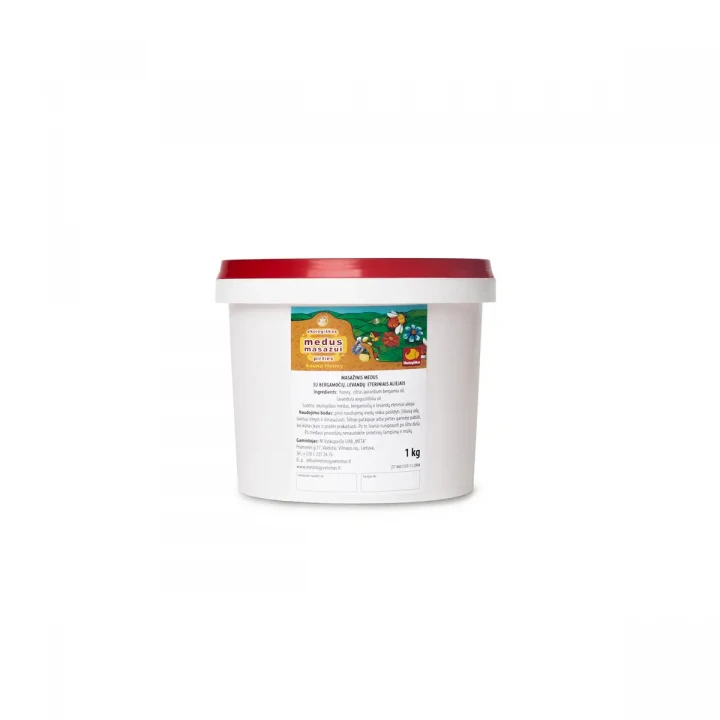 Amestec de masaj cu miere și uleiuri esențiale de bergamotă și lavandă, 1 kg