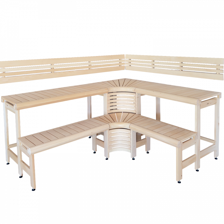 Bănci modulare pentru saună cu design „Colț de soare” 1823 × 2146 mm
