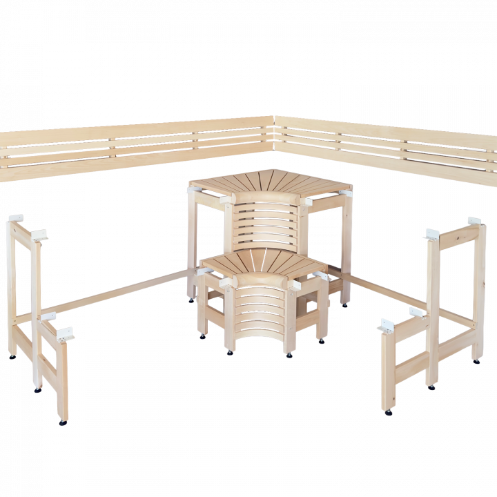 Bănci modulare pentru saună cu design „Colț de soare” 1823 × 2146 mm