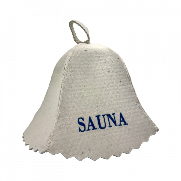 Pălărie de saună - SAUNA, cu litere albastre