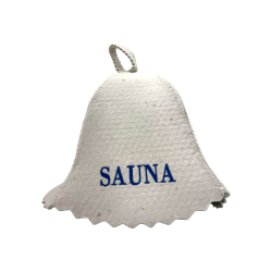 Pălărie de saună - SAUNA, cu litere albastre 