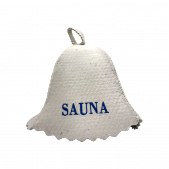 Pălărie de saună - SAUNA, cu litere albastre