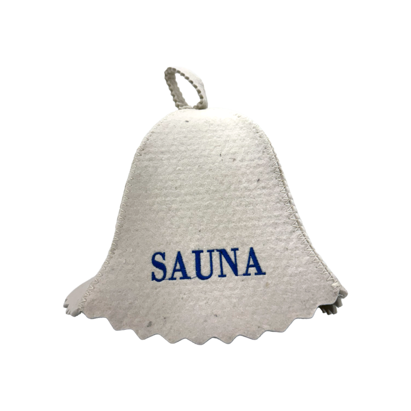 Pălărie de saună - SAUNA, cu litere albastre