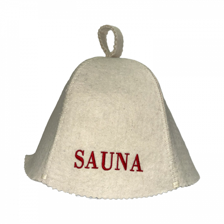 Pălărie de saună - Saună, cu litere roșii