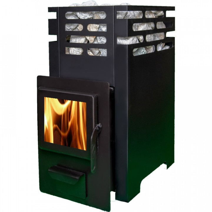Soba sauna pe lemne - LETONIA 14 cu usa de sticla