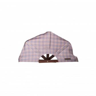 Ventilator de saună, material textil în carouri de culoare deschisă