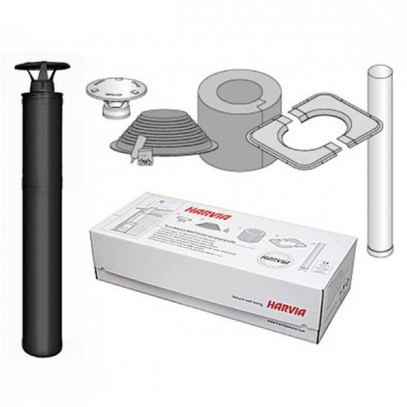 Set de coș de fum izolat din oțel - HARVIA, negru