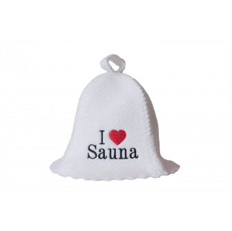 Pălărie de saună - iubesc sauna, albă