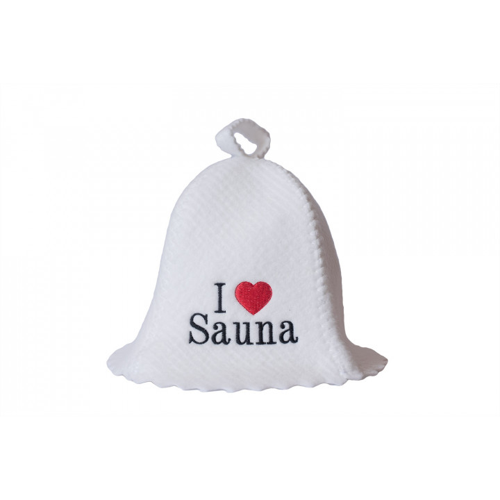 Pălărie de saună - iubesc sauna, albă