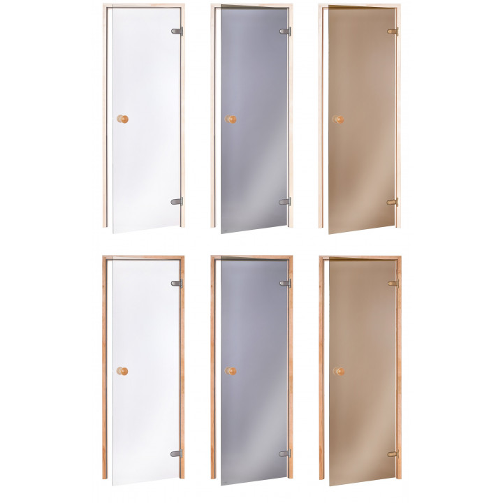 Uși standard pentru saună, 80 x 190, Aspen, transparente