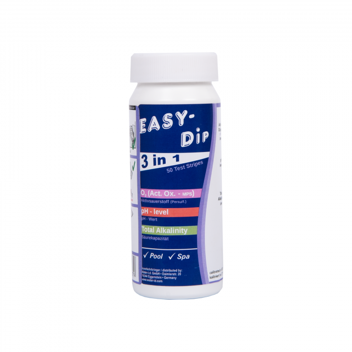 Benzi de testare a apei Easy-Dip 3 în 1, pentru testarea pH-ului/O2/alcalinității, 50 buc