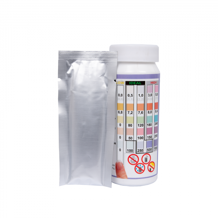 Benzi de testare a apei Easy-Dip 5 în 1, testare pH/CL/BR/Stabilizator/Alcalinitate/Duritate