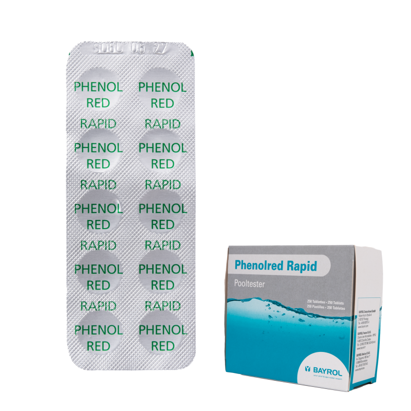 Tablete pentru testarea apei Phenolred Rapid, pentru determinarea pH-ului, 10 tablete Tablete pentru testarea apei Phenolred Rapid, pentru determinarea pH-ului, 10 tablete