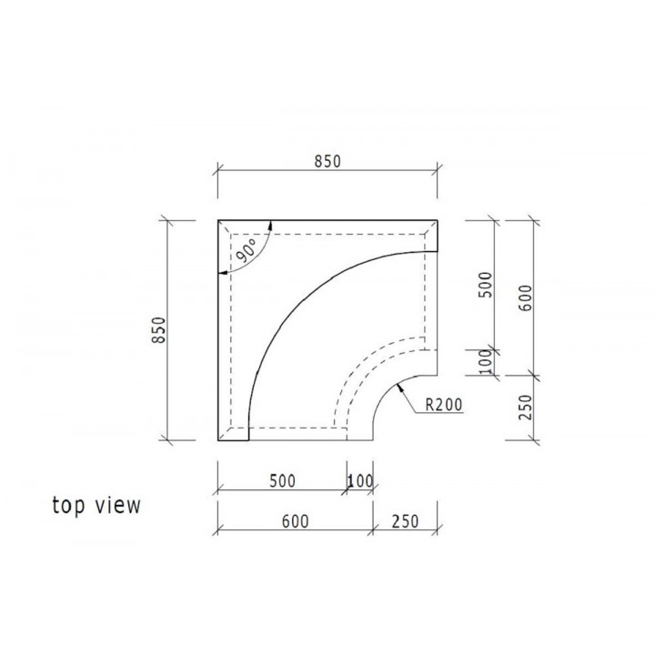 Scaun de colț pentru saună cu aburi WEDI de 850 mm