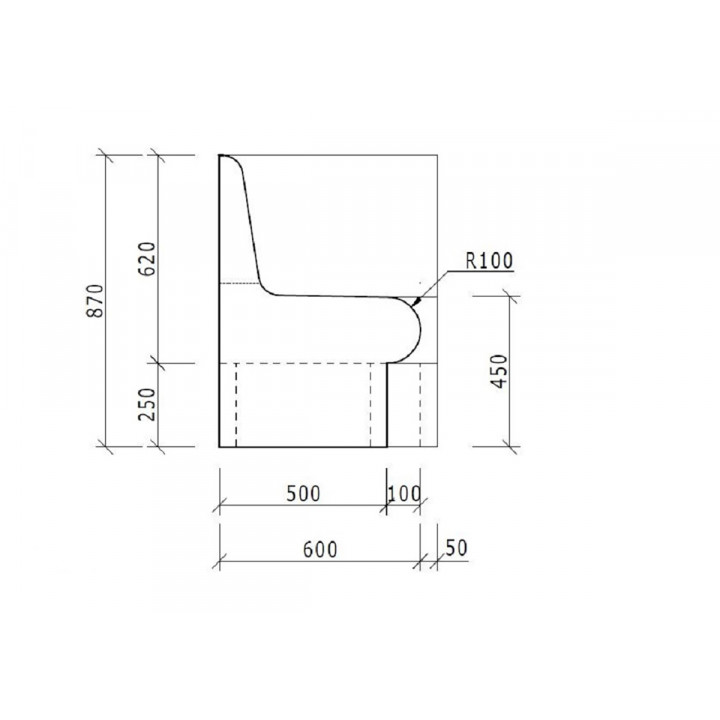 Scaun de colț pentru saună cu aburi WEDI 650mm