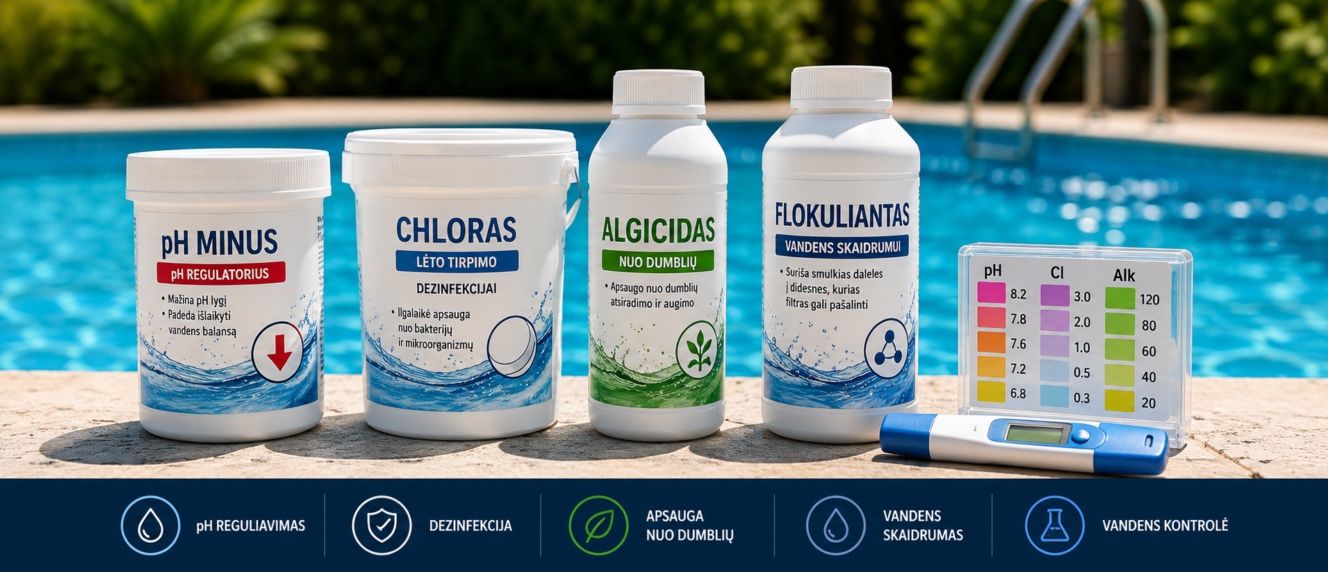 5 substanțe chimice esențiale pentru piscină